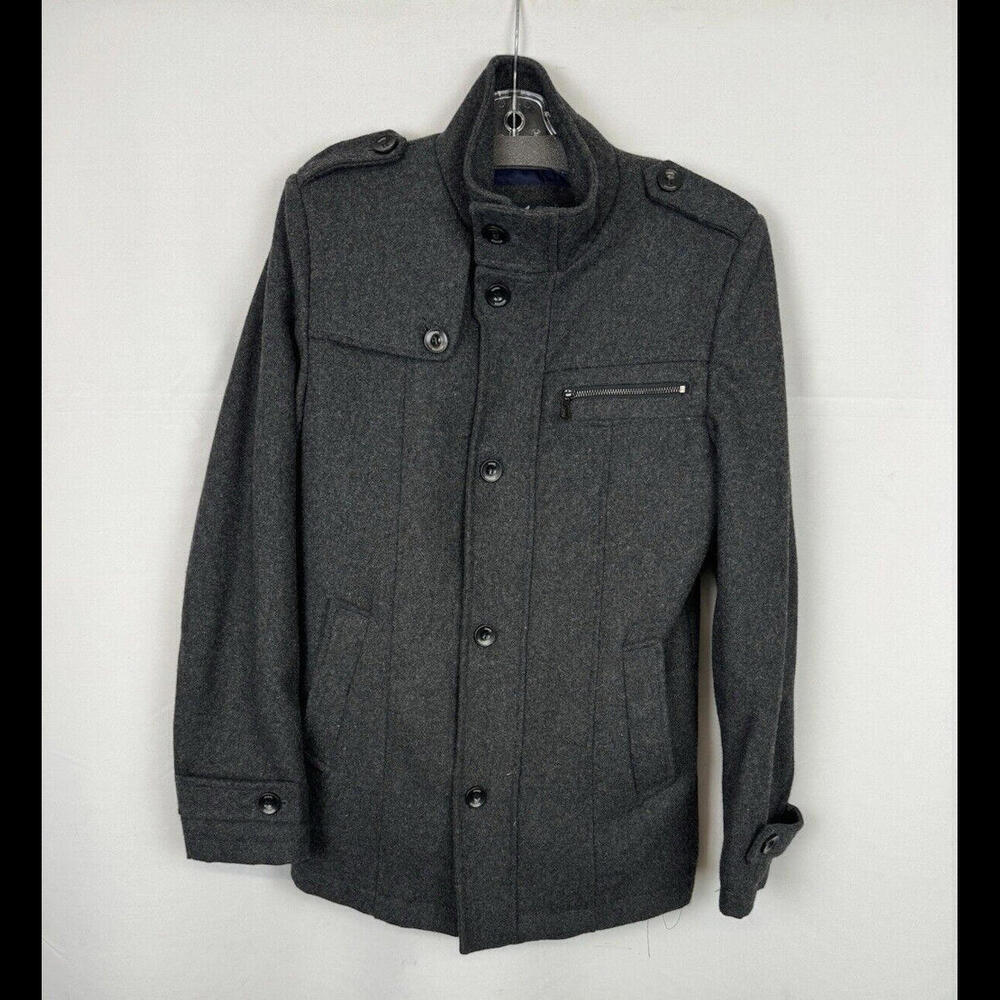Daniel Hechter Wool Blend Jacket Poly Fill Grey Size S